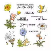 Spring Flowers Mice Sweet Springtime Metal Cutting Dies Clear Stamps Craft