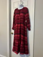 TERRA SKY PLUS SIZE RED PEASANT MAXI DRESS SZ 0X