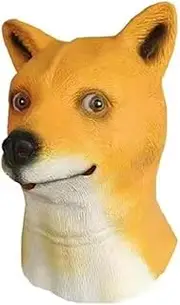 AIMALL 1PCS Halloween Funny Animal Headgear Dog Mask, Realistic 14 Inch Latex Duck Head Costume with Breathable Nose Holes, Elastic Fit for Head Circumference Up to 23.6 Inch, Perfect for Party Props