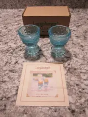 Longaberger Glass Egg Cups Robins Egg Blue Easter Set of 2 NIB