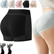 [HUIQINGLI] Latex False Buttocks Square Angle Underwear, Womens Latex Fake Butt Boxer Briefs Hip Lifting Shapewear with Padded