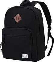 [VX VONXURY] School Backpack for Men Women,Lightweight Classic Basic Bookbag Simple Kids Black Backpack for College Travel