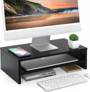 FITUEYES Monitor Stand - 2 Tier Computer Monitor Riser with 16.7 Inch Shelf, Woo