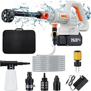 Cordless Pressure Washer; 1200PSI Brushless White Cordless Power Washer with Brushless Motor, 4.0Ah Battery&Charger, 6-in-1 Nozzle, 3 Power Level Touch Screen; powerwasher for Cars/Yard