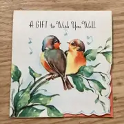 Vintage Greeting Card Get Well 1940s 1950s Unused Small Birds