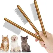 Dog Flea Comb, Cat Brush, 3 Pcs Pet Combs Suitable for Other Pets Grooming Long Hair and Flea Cleaning