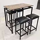 5PC Dining Table and Chairs Set Steel Bar Stools Coffee Table Chair Kitchen Pub