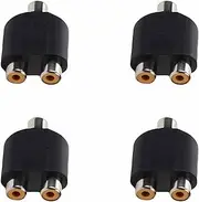 Tunghey 4 Pack RCA Female to Dual Female Y Splitter Adapter, Gold Plated Stereo Audio Y Adapter (1 Female to 2 Female)