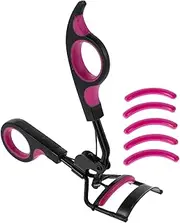NULYLU 1 Set Portable Eyelash Curler with Replacement Silicone Pads Ergonomic Design for Travel Eye Lash Curling Tool for Daily Makeup Routine Achieve Natural and Enhanced Lash Curl