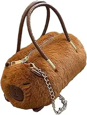 [Frediuo] Capybara Plush Shoulder Bag Chain Bag Birthday Gifts Shopping Bag Lady Creative Plush Bag Handbag for Daily Commuting Holiday
