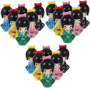 [EXQUIMEUBLE] 18pcs Japanese Kimono Dolls Collectible Lovely Doll Statues for Home Decor Artistic Ambiance Cultural Elegance Versatile Decoration for Offices Cafes and More