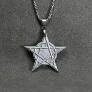Natural Moonionalusta meteorite carved pentagram pendant necklace