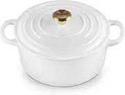 [Le Creuset] Signature Enameled Cast Iron Round Casserole 22 Gld Knob White