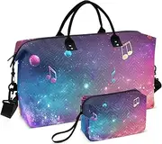 [ZRYSMY] Music Tone Colorful Duffel Bag for Traveling, Travel Bag Gym Bag, with Multiple Interior Pockets Shoulder Weekender Bag for Women Men with Toiletry Bag 20.5L x 1.9W x 13.8H, Multi-Colored, one