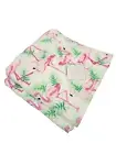 Deborah Connolly Set of 2 Flamingo Bath Towels White Pink Green 28" x 53" NWT