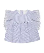 Chloé Kids Striped Ruffled Poplin Blouse 9M,18M,6M,36M,12M White
