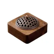 TK.Felly Bamboo Incense Burner Brass Cover Woodgrain Design Aromatherapy Holder