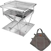 CAMPINGMOON Portable Camping Fire Pit BBQ Grill Outdoor Fireplaces Stainless Steel Medium size MT-035