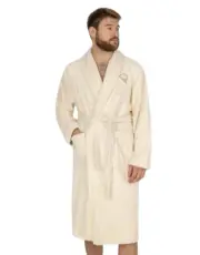 100% Organic Bath Robe Soft Absorbent Unisex Dye Free No Chemicals White Medium