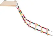 FONDOTIN Handmade Natural Wood Bird Toy Ladder with Platform Parrot Stand Bird Training Climbing Step Ladder Toy