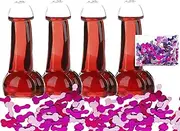 Funny Shot Glasses for Bridal Party Set of 4 - Bachelorette Shot Glasses - Clear Crystal Glassware Cups - Cute Wine Glass for Tequila Cocktail Bars - Bachelorette Party Favors Gifts and Supplies