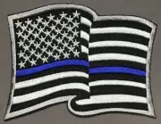 Police Blue Line Wavy flag patch