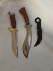 SET 3 knives - Kukri Machete Knife , Bowie Knife , and Folding Karambit