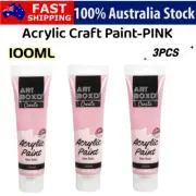 3PCS 100ml Pink Kids Acrylic Craft Paint Student Water Based Art Non Toxic AU