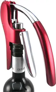 Professional Zinc Alloy Corkscrew, High Quality Lever Corkscrew with Built-in Foil Cutter and Bottle Opener, Server Tool Red