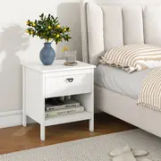 Giantex Bedside Table Nightstand Side Cabinet w/Storage Drawer End Table Sofa Table White