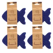 4x White Magic Eco Basics Fish Soap Riser Elevator Holder Sink Organiser Blue
