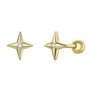 Sterling Silver Tiny Shuriken Screw Stud Hypoallergenic Earrings