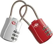 YQQZQ Luggage Lock,2 Pack Travel Combination Padlock,Flexible Locks for Travel Bag,Suit Case,Lockers,Gym,Bike Locks or Others.(Silvery and Red)