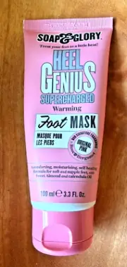 Soap & Glory Heel Genius Supercharged Warming Foot Mask Original Pink 3.3oz OPEN