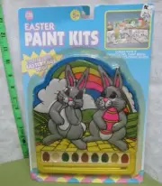 EASTER BUNNY vtg Paint Kit watercolors K-Mart w/ coloring pages & brush 1980s