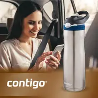 在飛比找momo購物網優惠-【CONTIGO】不銹鋼彈蓋保溫吸管瓶590cc-藍蓋(自動