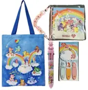 Care Bears Double Handle Tote Bag, Journal With Chain, Pen & Sticky Notes Set