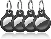 CJMUQHEHH Pack of 4 Apple AirTag Pendants, AirTag Pendant with Key Rings, Shockproof & Waterproof, Light Hard PC Scratch Protection, Air Tag Key Ring for Luggage, Keys, Dog Tracker, Black