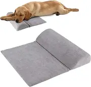 Dog Bolster Pillow with High Resilience Foam, Headrest for Large Dogs, Benefit for Cervical Vertebra and Neck, Easy to Carry, Machine Washable Cover＆Easy to Clean(Grey)