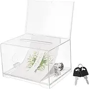 jojofuny Box Box Clear Acrylic Trading Card Storage Box with Lock Money Box for Cash Secure Tip Jar for Events and Exhibitions Easy to Disassemble Stylish Design
