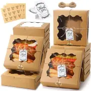 100 Set Bakery Boxes 8x8x2.5 Inches Cookie Boxes with Window, Cake Boxes with...