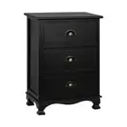 Bedside Table 3 Drawers Vintage THYME Black Artiss