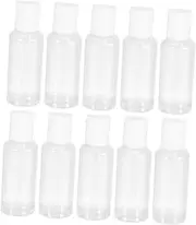 NULYLU 10pcs 50ml Refillable Travel Bottles Set for Shampoo Lotion and Cream Long Thin Cosmetic Containers with Random Color Caps for Face Wash and Toiletries
