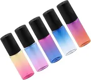 MUSISALY 5PCS Gradient Roller Bottles for Essential Oils and Perfumes Portable Refillable Containers with Leak Design for Home and Travel Use Blue Yellow Red Purple Orange Rose