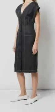 $995 Proenza Schouler Women's Black Illusion Short Sleeve Button-Front Dress 4