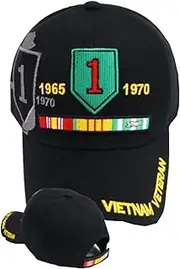 [First Military Choice] 1st Infantry Division Vietnam Veteran Black Baseball Cap, Black, 0
