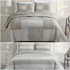 Taupe Gray Hibiscus Patchwork Quilt Set Pre-Washed Cotton Bedspread Coverlet Set