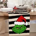 Christmas Table Runner Fabric Grinch Xmas Kitchen Dining Table Decoration