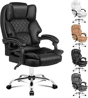 ALFORDSON Ergonomic Office Chair with 150° Recline and 360° Swivel,Gaming Executive Computer Racer Chair with Adjustable Height,PU Leather Home Office Chair with Lumber High Backest Support (Black)