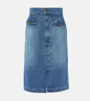 [Frame] Frame The Vent Front high-rise denim midi skirt AU 16 blue
